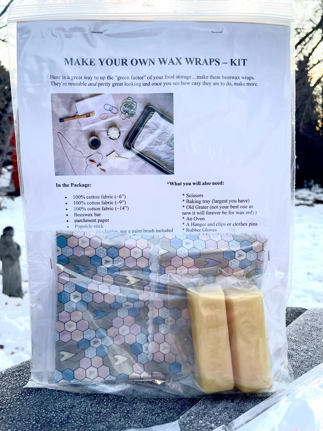 BEESWAX DIY KIT to make 3 wraps