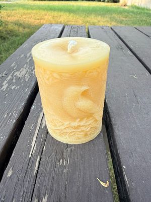 Candle: Bird In Circle, Pillar Med