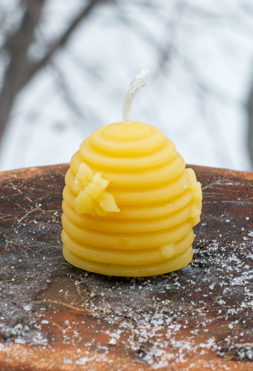 Candle: Beehive Skep with Bees Votive Bigger Small