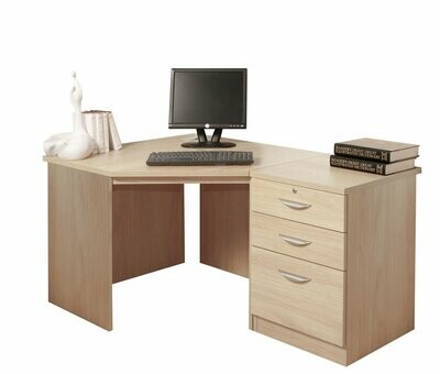Home Office Corner Desk with 3 Drawer Unit