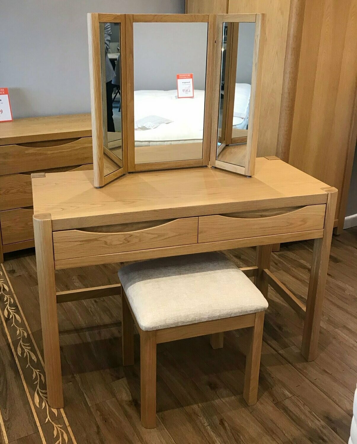 CLEARANCE Stockholm Dressing Table, Mirror & Stool Â£999