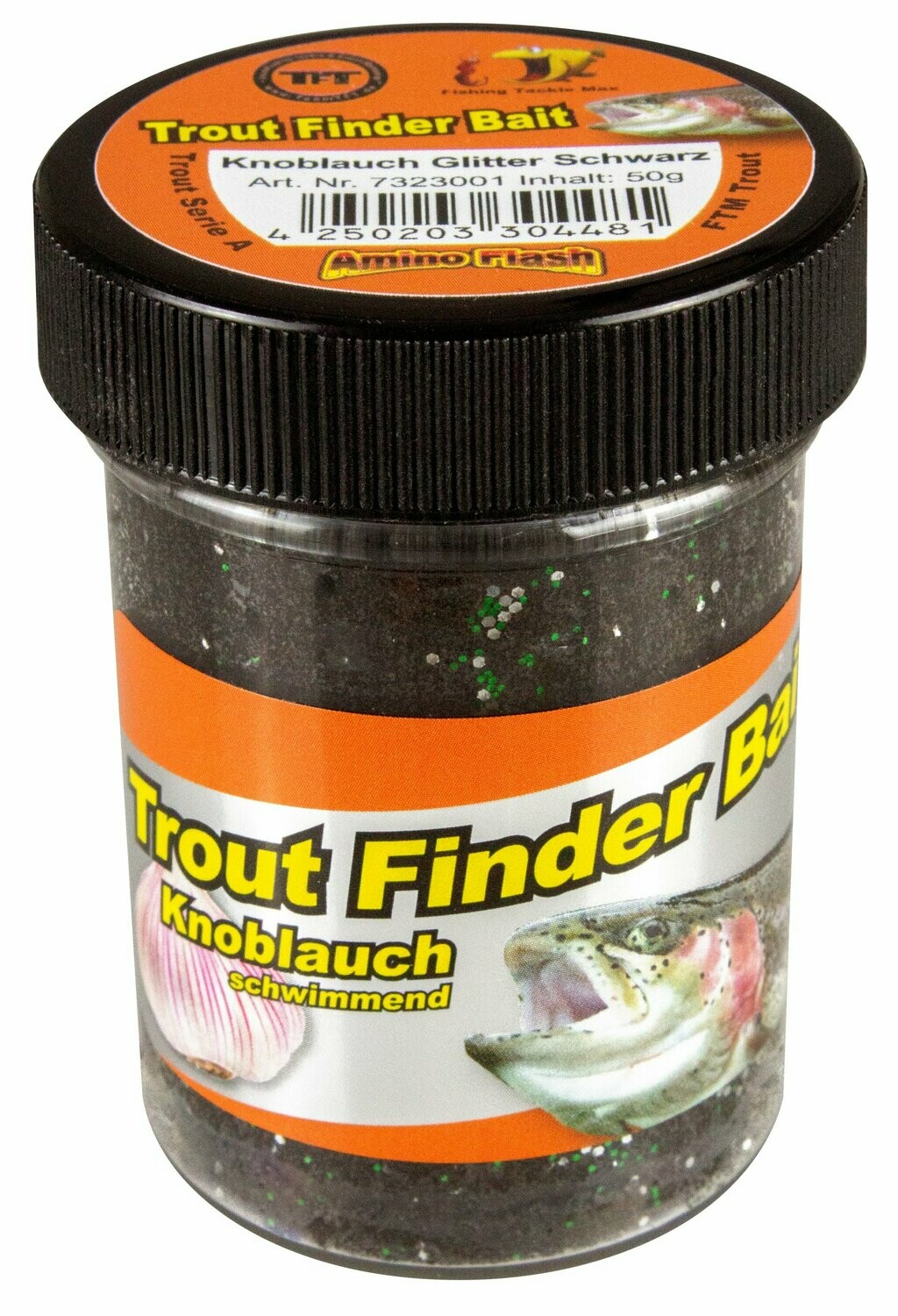 Forellenteig Knoblauch Schwarz Glitter