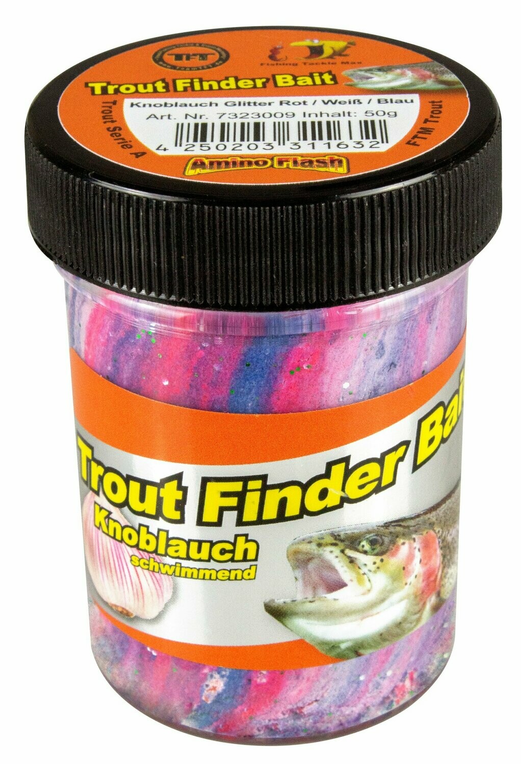 Forellenteig Knoblauch  Rot Weiß Blau Glitter