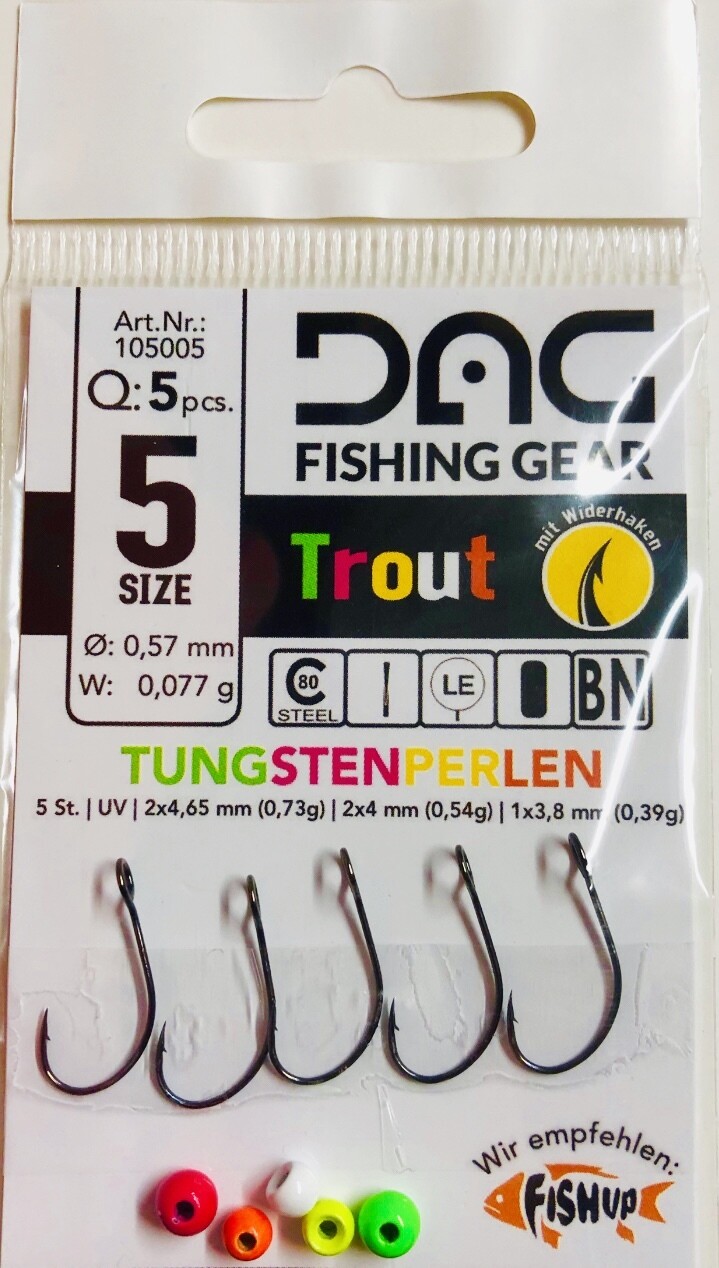 DAGtrout Angelhaken mit Tungstenperlen Gr. 5