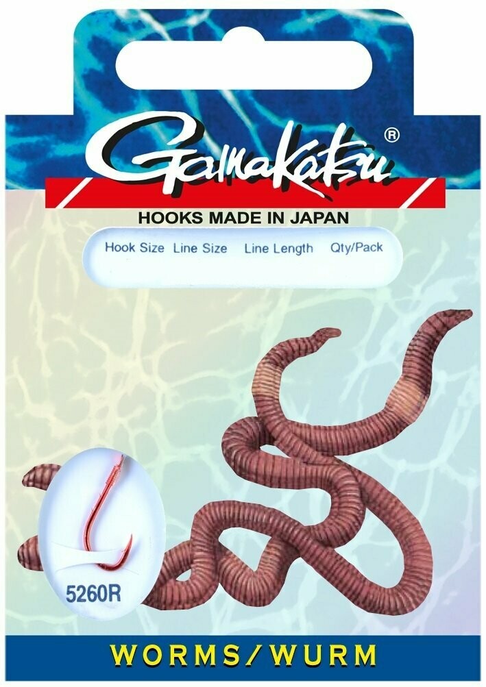 Gamakatsu Tauwurm 5260B  Haken # 10  / Line 22 / Länge 75cm