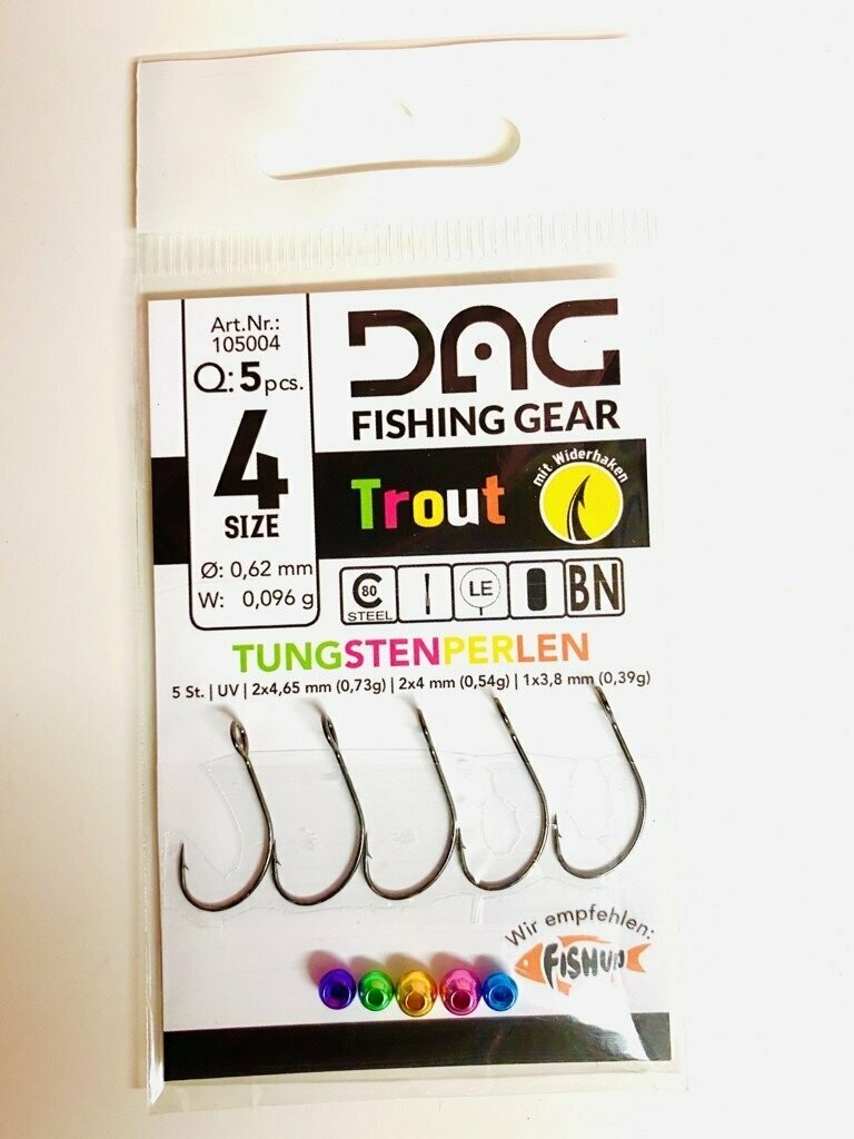DAGtrout Angelhaken mit Tungstenperlen Gr. 4