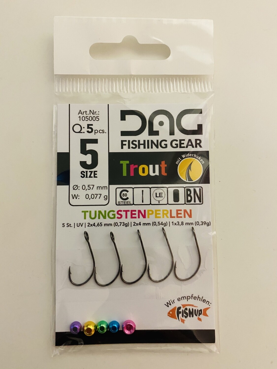 DAGtrout Angelhaken mit Tungstenperlen Gr. 5