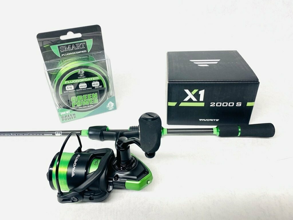 Forellenmeister Rutenset: Maver Butterfly Super Light mit Favorite X1 und Fluorocoated Green Power Line  (Rute, Rolle und Schnur)