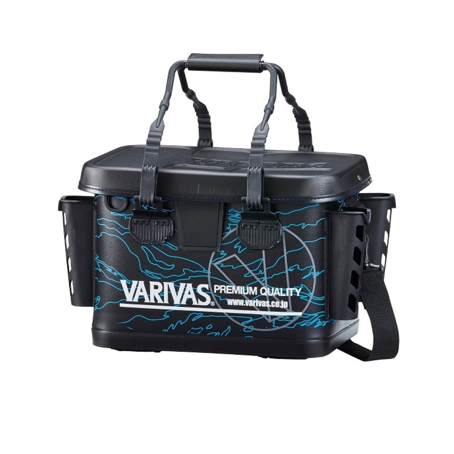 Varivas PVC Tackle Bakkan mit Rutenhalter blau