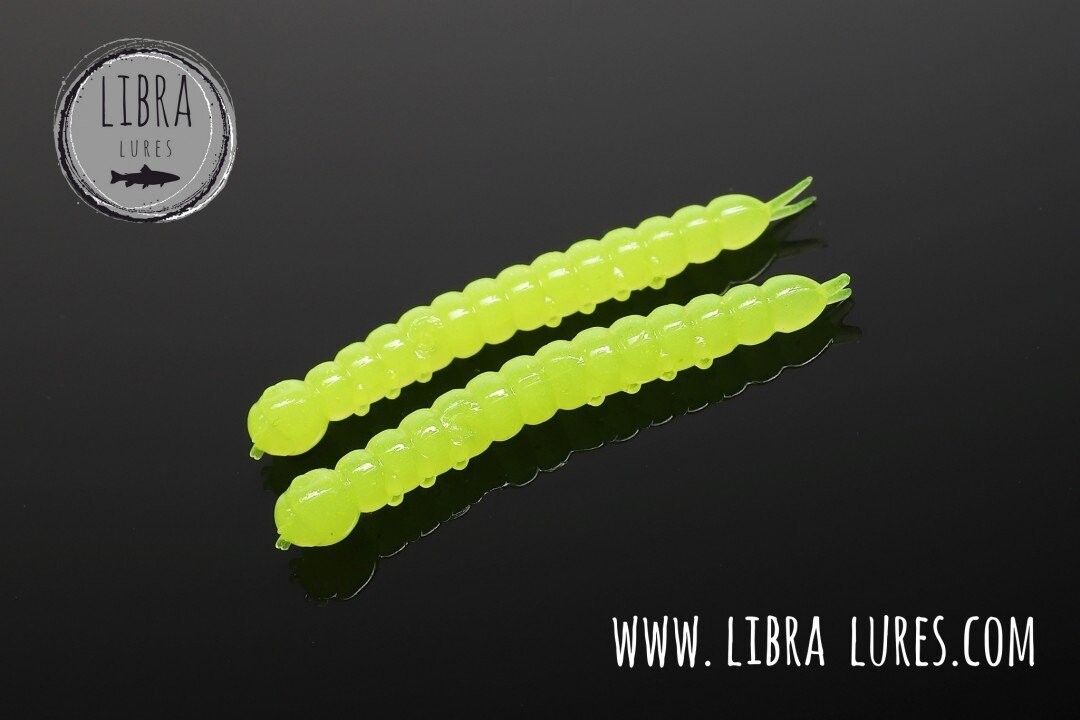 Libra Lures Slight Worm 006  Hot Yellow / 38mm / 15 Stück / Geschmack Käse