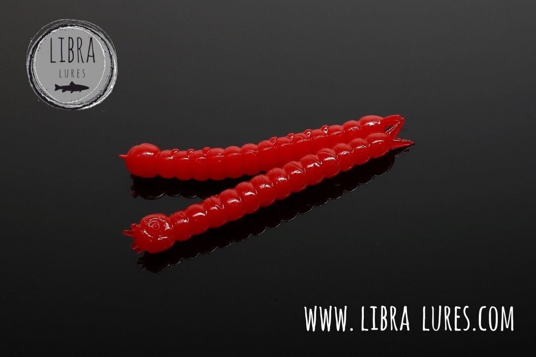 Libra Lures Slight Worm 021  Hot Red / 38mm / 15 Stück / Geschmack Käse