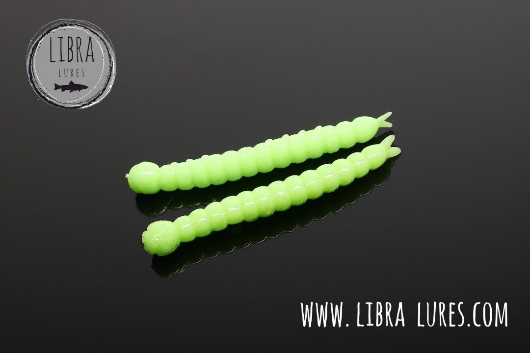 Libra Lures Slight Worm 026  Hot Apple Green / 38mm / 15 Stück / Geschmack Käse