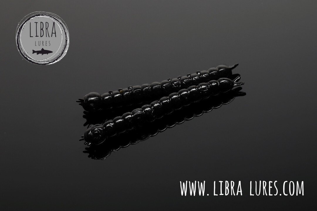Libra Lures Slight Worm 040 Black / 38mm / 15 Stück / Geschmack Käse