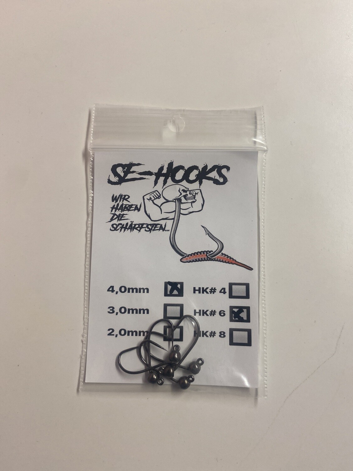 SE-HOOKS Tungstenhaken geklebt / silbergrau 4mm #6 (ohne Widerhaken)