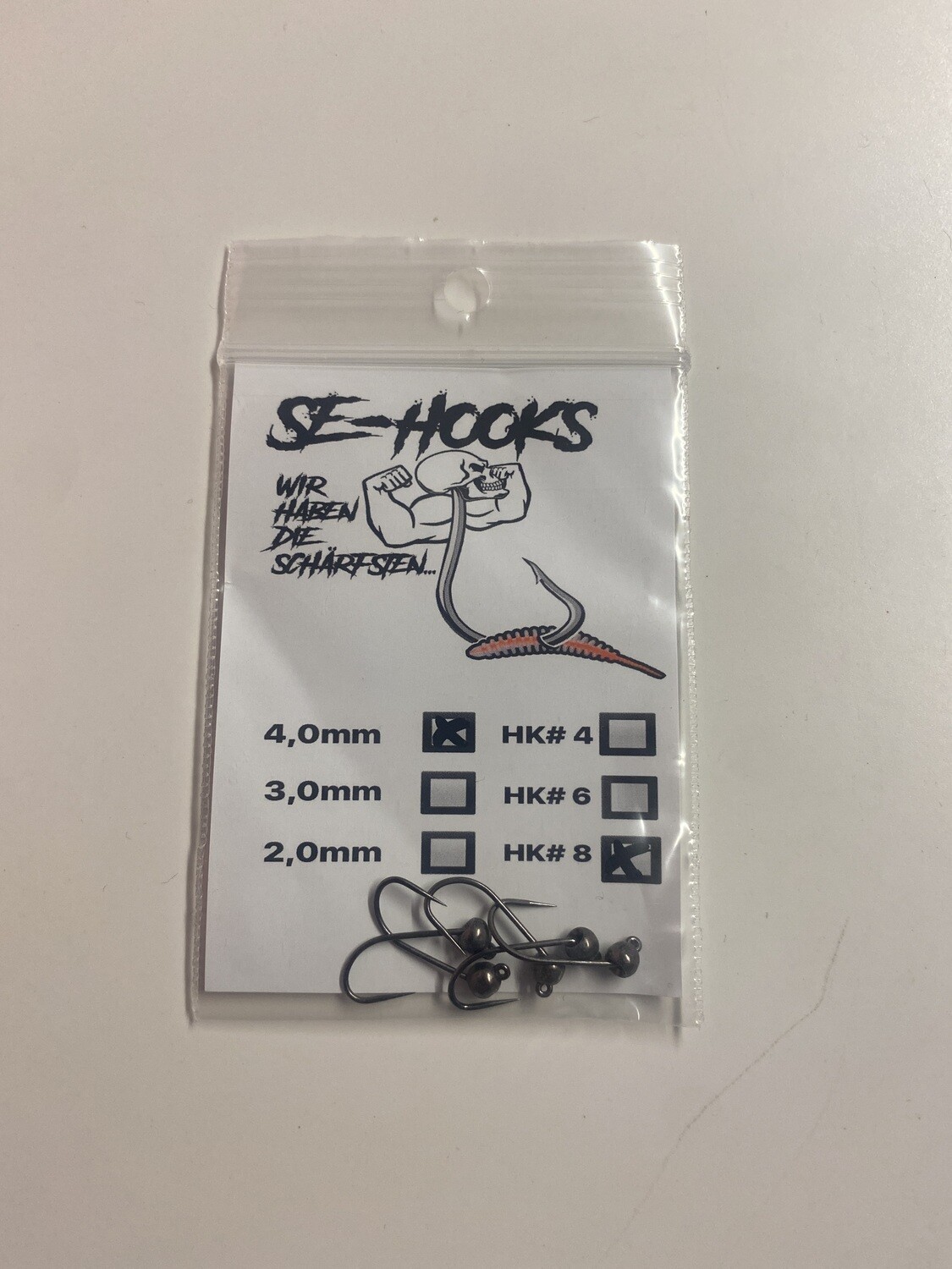 SE-HOOKS Tungstenhaken geklebt / silbergrau 4mm #8 (ohne Widerhaken)