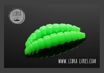 Libra Lures Larva 026 Hot Apple Green / 30mm / 15 Stück / Geschmack Exotic Fruits