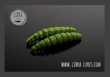 Libra Lures Larva 031 Olive / 30mm / 15 Stück / Geschmack Knoblauch