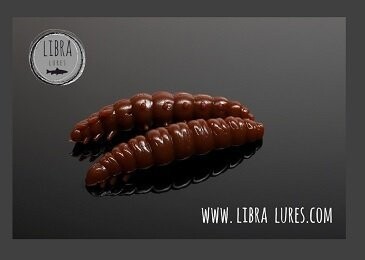 Libra Lures Larva 038 Brown  / 30mm / 15 Stück / Geschmack Knoblauch