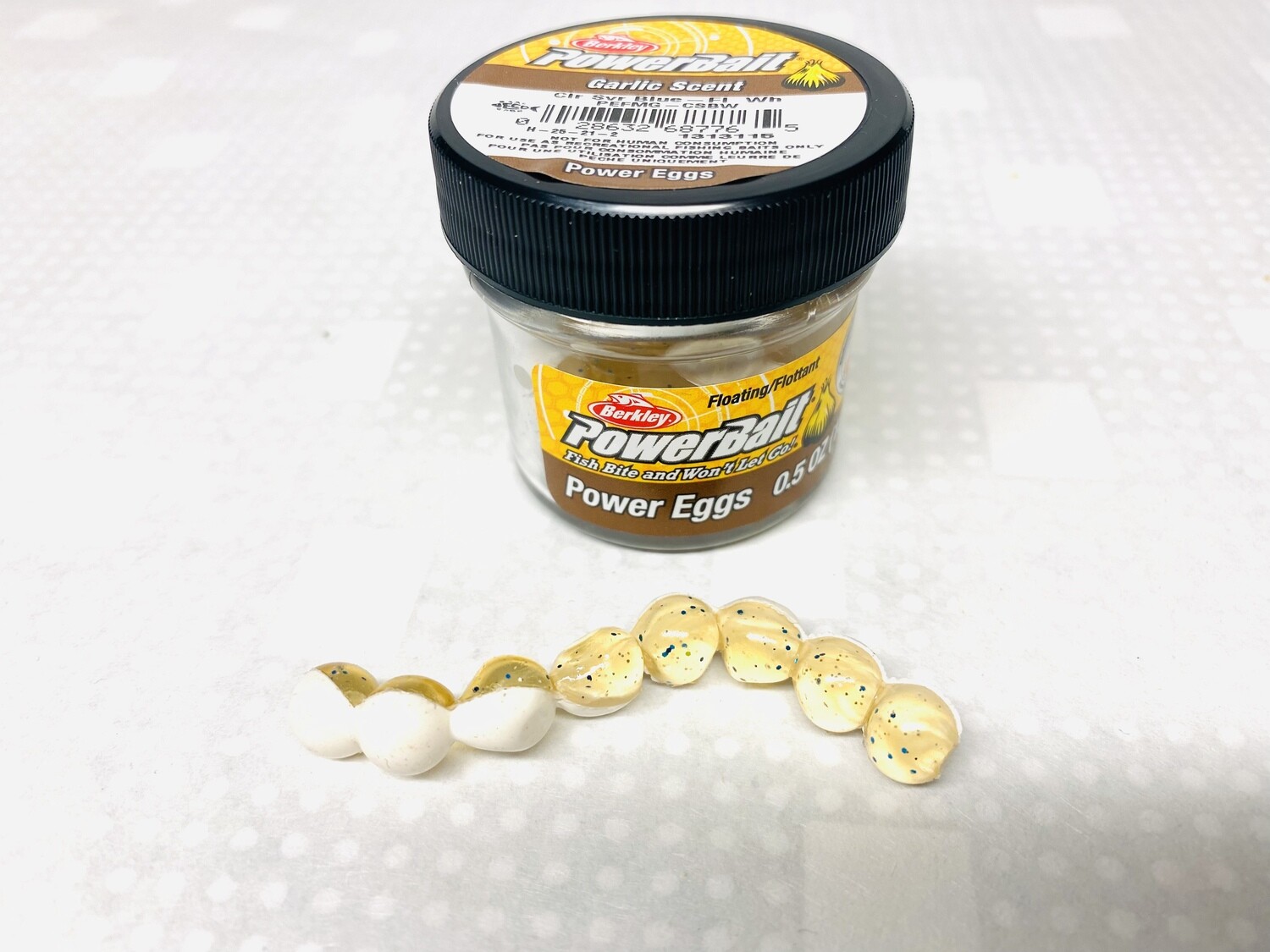 Powerbait Power Eggs weis-durchsichtig - glitter (15g) auftreibend / Knoblauch