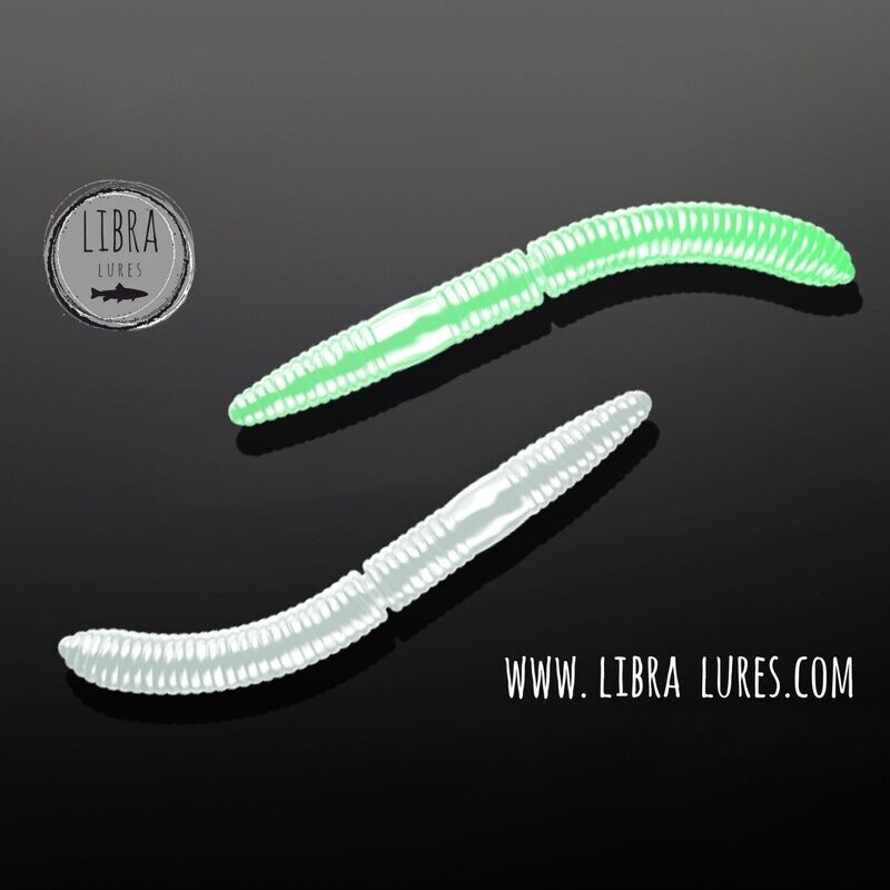 10 Stück Libra Lures Fatty D Worm 000 Glow UV Green in 65mm (Cheese)