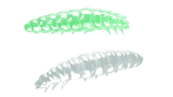 Libra Lures Larva 000 Glow UV Green/ 30mm / 15 Stück / Geschmack Käse