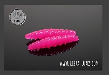 Libra Lures Larva 019 Hot Pink / 30mm / 15 Stück / Geschmack Knoblauch