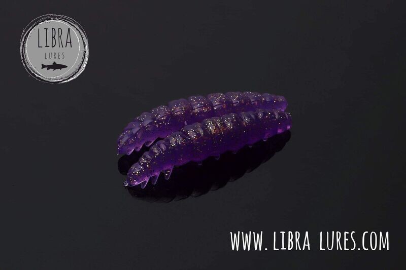 Libra Lures Larva 020 Purple Glitter / 35mm / 12 Stück / Geschmack Käse Libra Lures Larva 020 Purple Glitter / 35mm / 12 Stück / Geschmack Käse