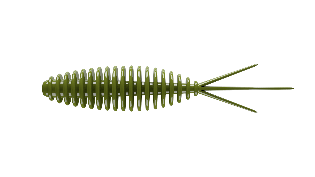 8 Stück Libra Lures Turbo Worm 031 olive in 56mm (Cheese)