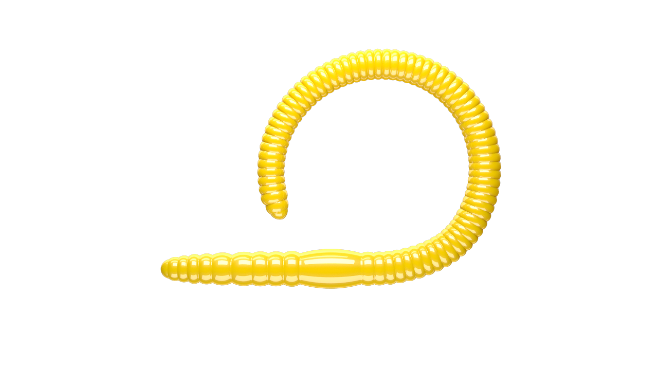 10 Stück Libra Lures Flex Worm 007 Yellow in 95mm (Cheese)