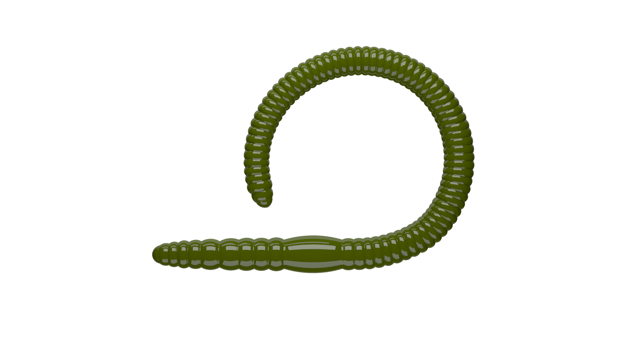 10 Stück Libra Lures Flex Worm 031 Olive in 95mm (Cheese)