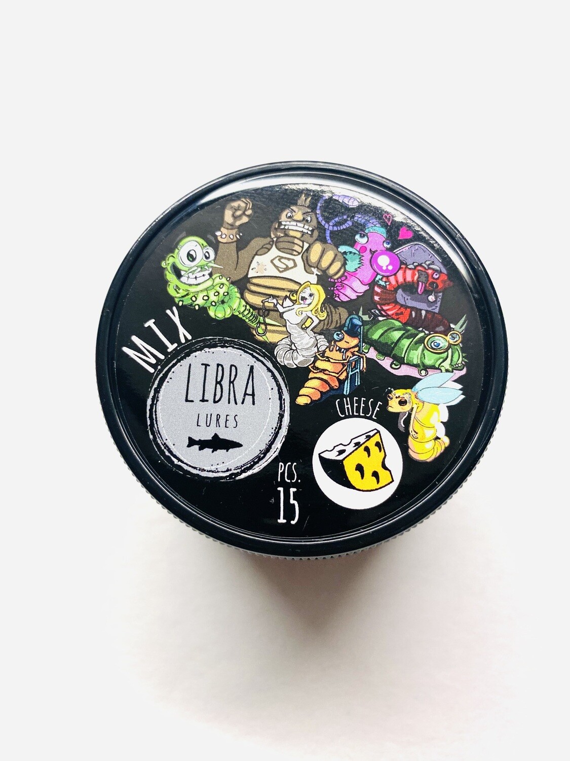 Libra Lures Larva Multi  0000 / all color Mix / Geschmack Käse 5x25mm (15 Stück)