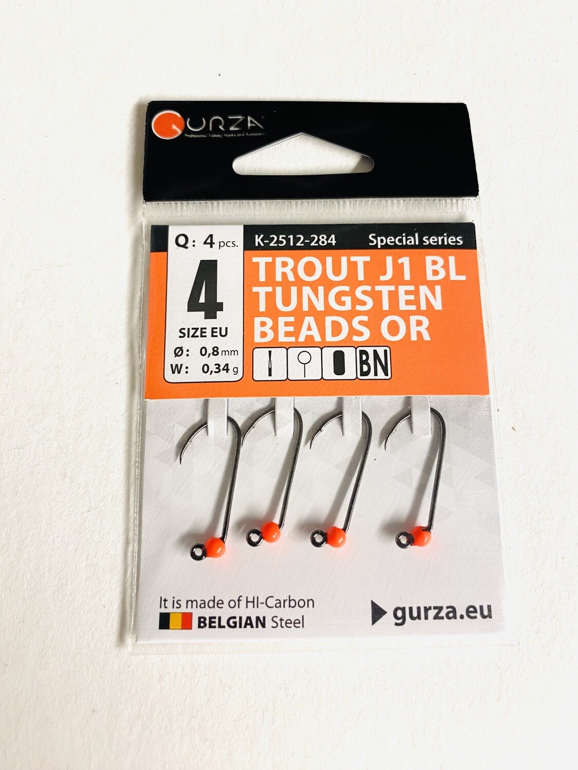 Gurza Trout Tungstenhaken  #4 (orange) 0,8mm / 0,34g