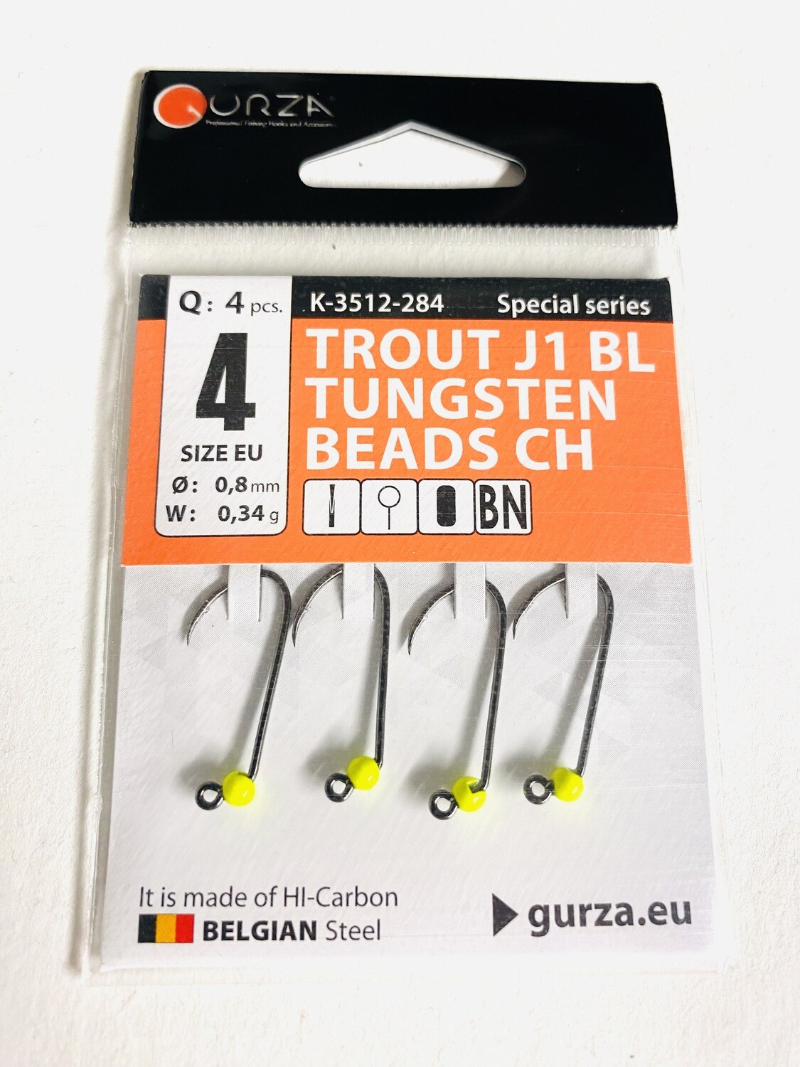 Gurza Trout Tungstenhaken  #4 (yellow) 0,8mm / 0,34g