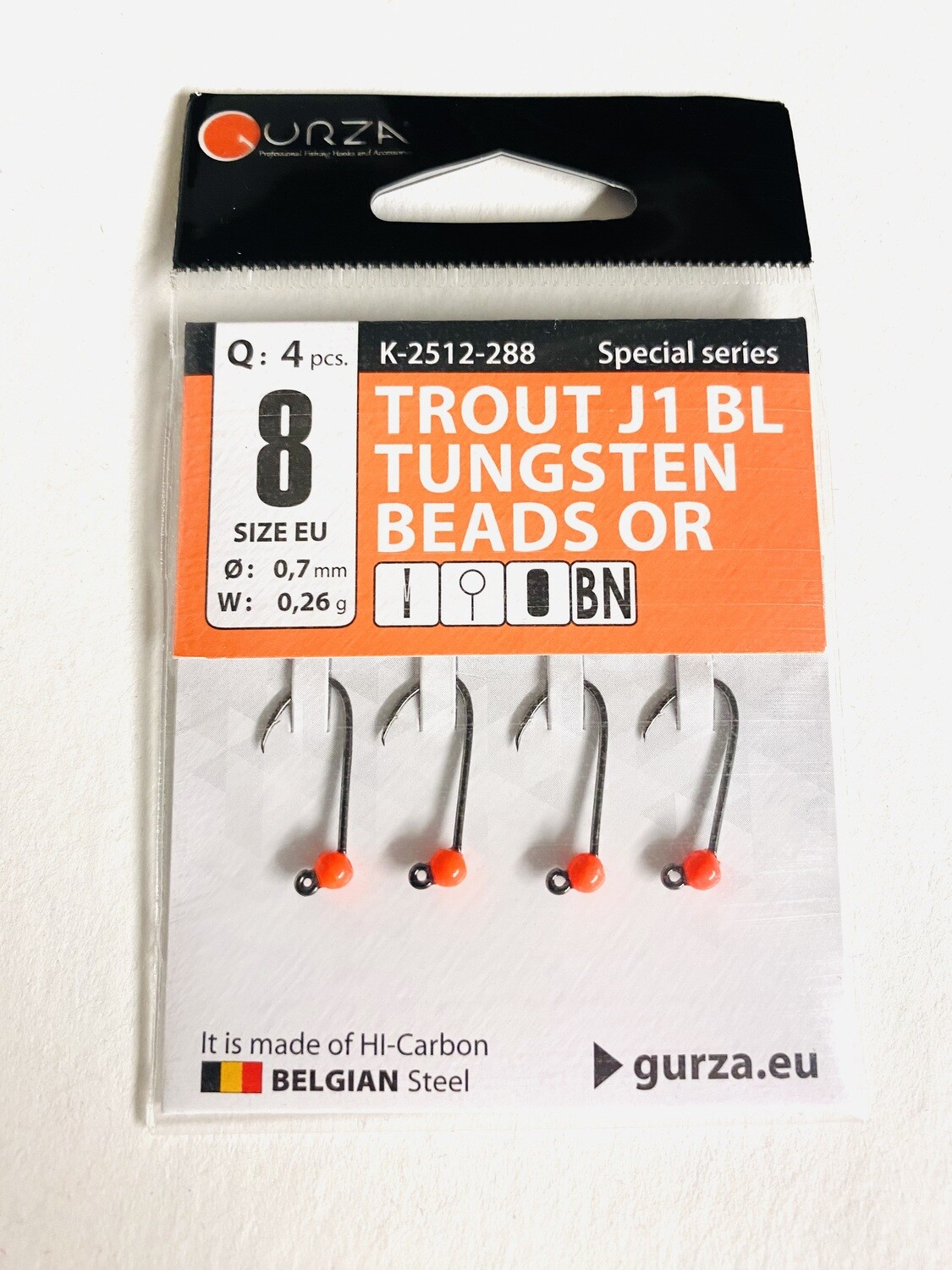 Gurza Trout Tungstenhaken #8 (orange) 0,7mm / 0,26g