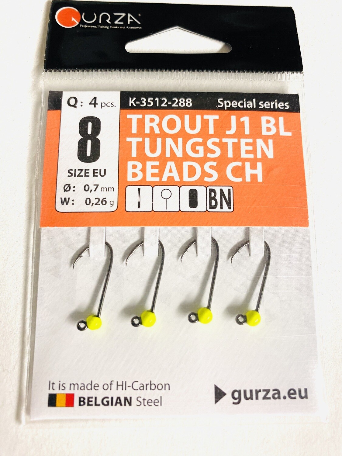 Gurza Trout Tungstenhaken #8 (yellow) 0,7mm / 0,26g