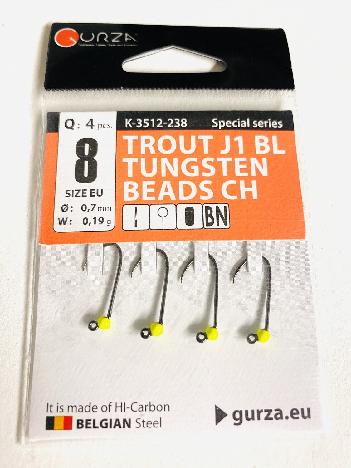 Gurza Trout Tungstenhaken #8 (yellow) 0,7mm / 0,19g