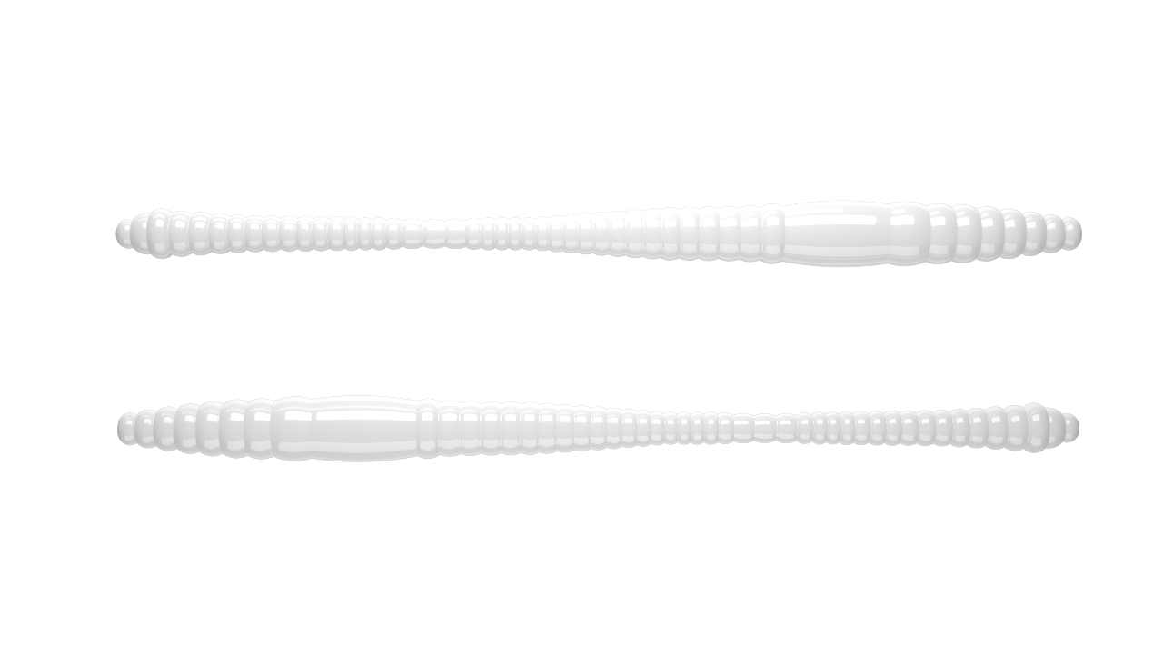 15 Stück Libra Lures Dying Worm 001 White in 70mm (Cheese)