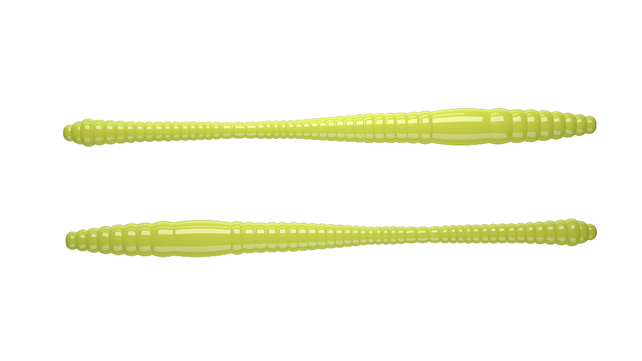 15 Stück Libra Lures Dying Worm 006 Hot Yellow in 70mm (Cheese)