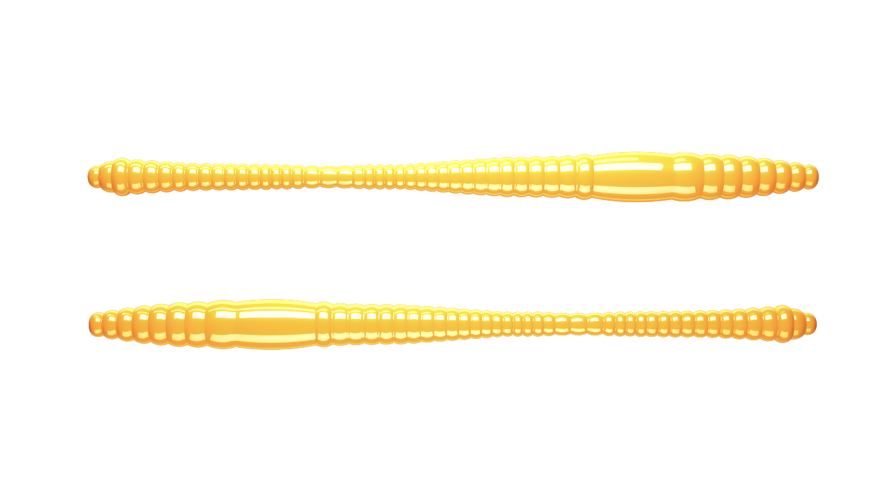 15 Stück Libra Lures Dying Worm 007 Yellow in 70mm (Cheese)