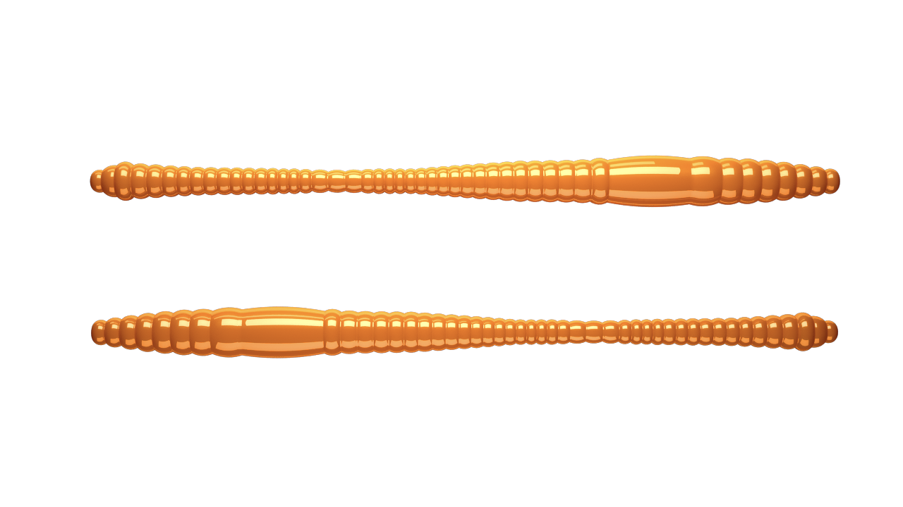 15 Stück Libra Lures Dying Worm 011 Orange in 70mm (Cheese)