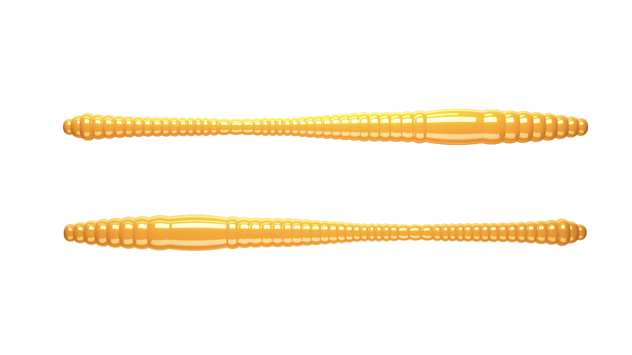 15 Stück Libra Lures Dying Worm 008 Dark Yellow in 70mm (Cheese)