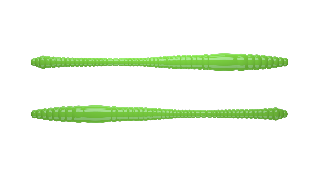 15 Stück Libra Lures Dying Worm 026 Hot Green in 70mm (Cheese)