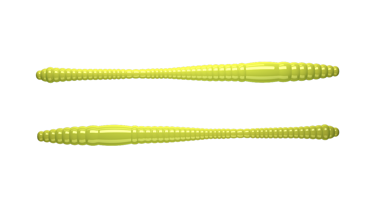 15 Stück Libra Lures Dying Worm 027 Apple Green in 70mm (Cheese)