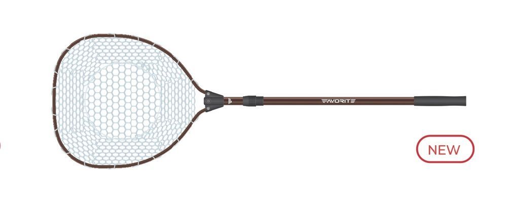(New 2024) Favorite Arena Teleskop Kescher Brown mit Gumminetz (clear) 1,25m -1,90m