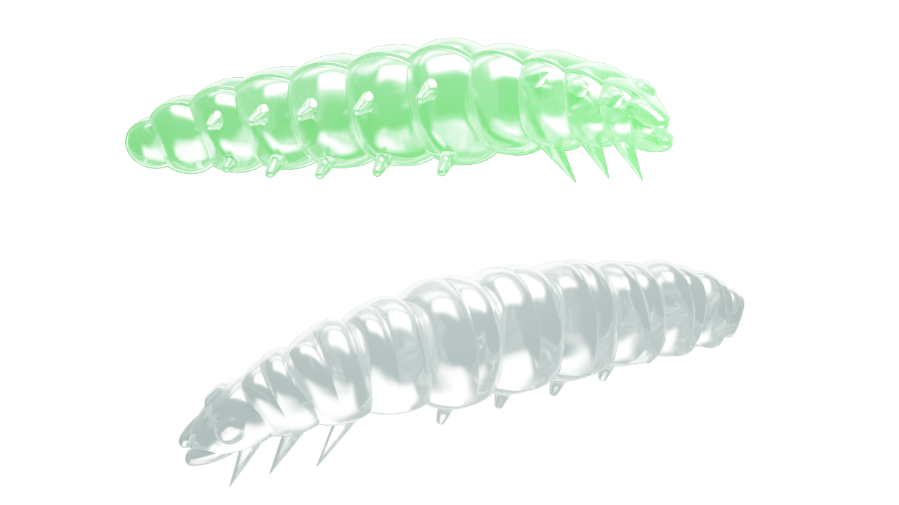 Libra Lures Larva 000 Glow UV Green/ 45mm / 8 Stück / Geschmack Käse