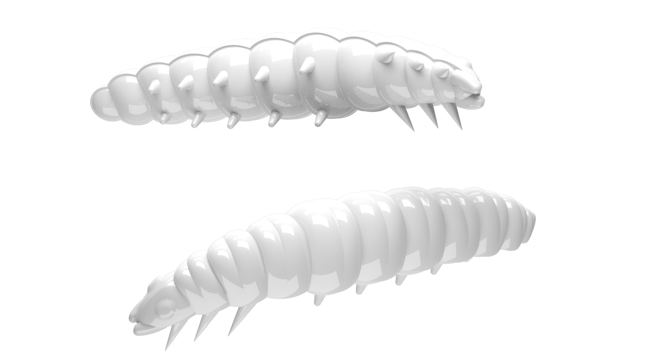 Libra Lures Larva 000 White / 45mm / 8 Stück / Geschmack Käse