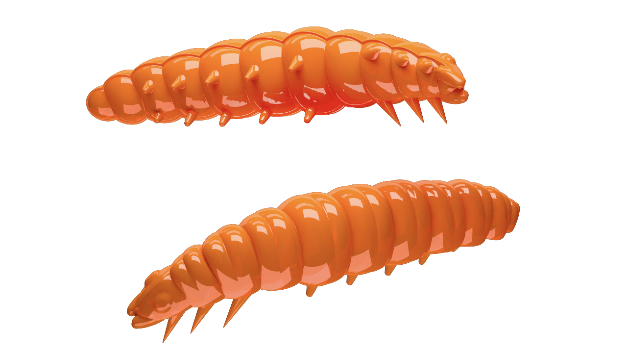 Libra Lures Larva 011 Hot Orange / 45mm / 8 Stück / Geschmack Käse