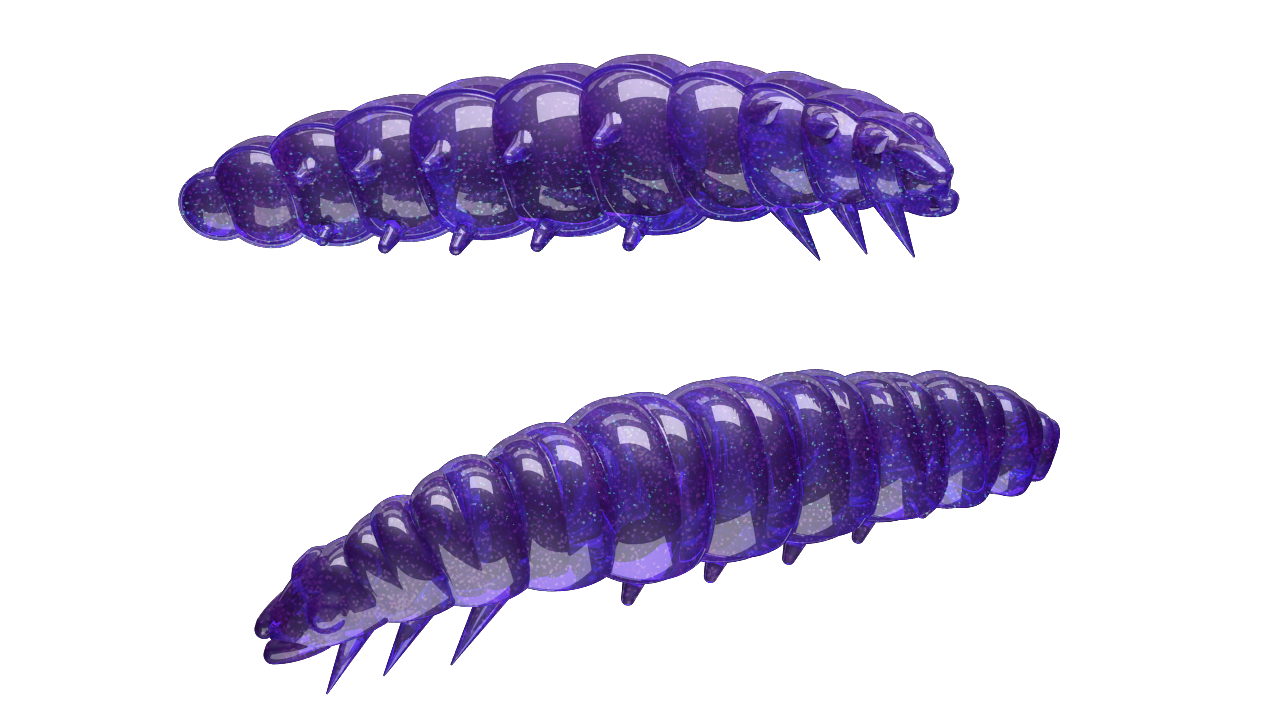 Libra Lures Larva 020 Purple with Glitter / 45mm / 8 Stück / Geschmack Käse