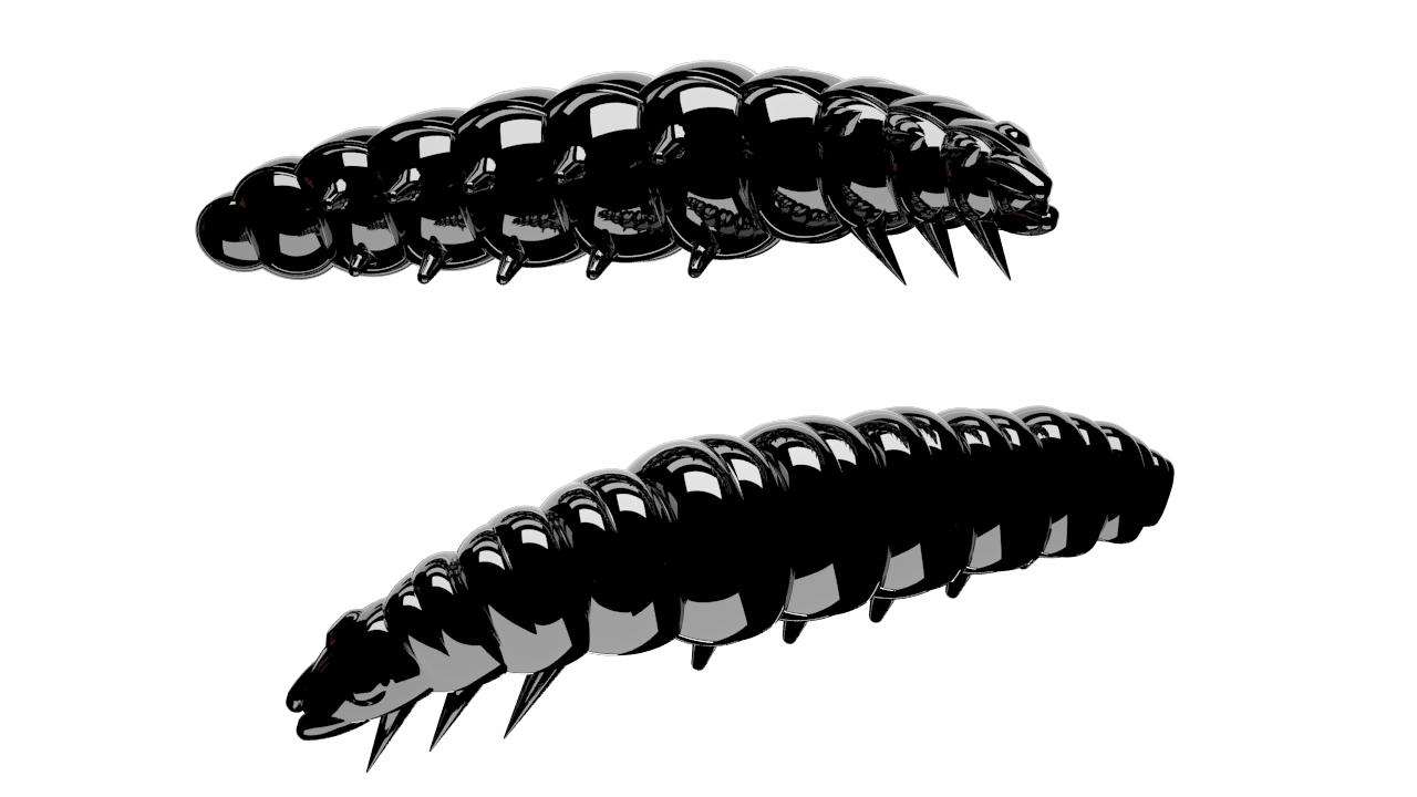 Libra Lures Larva 040 Black / 45mm / 8 Stück / Geschmack Käse