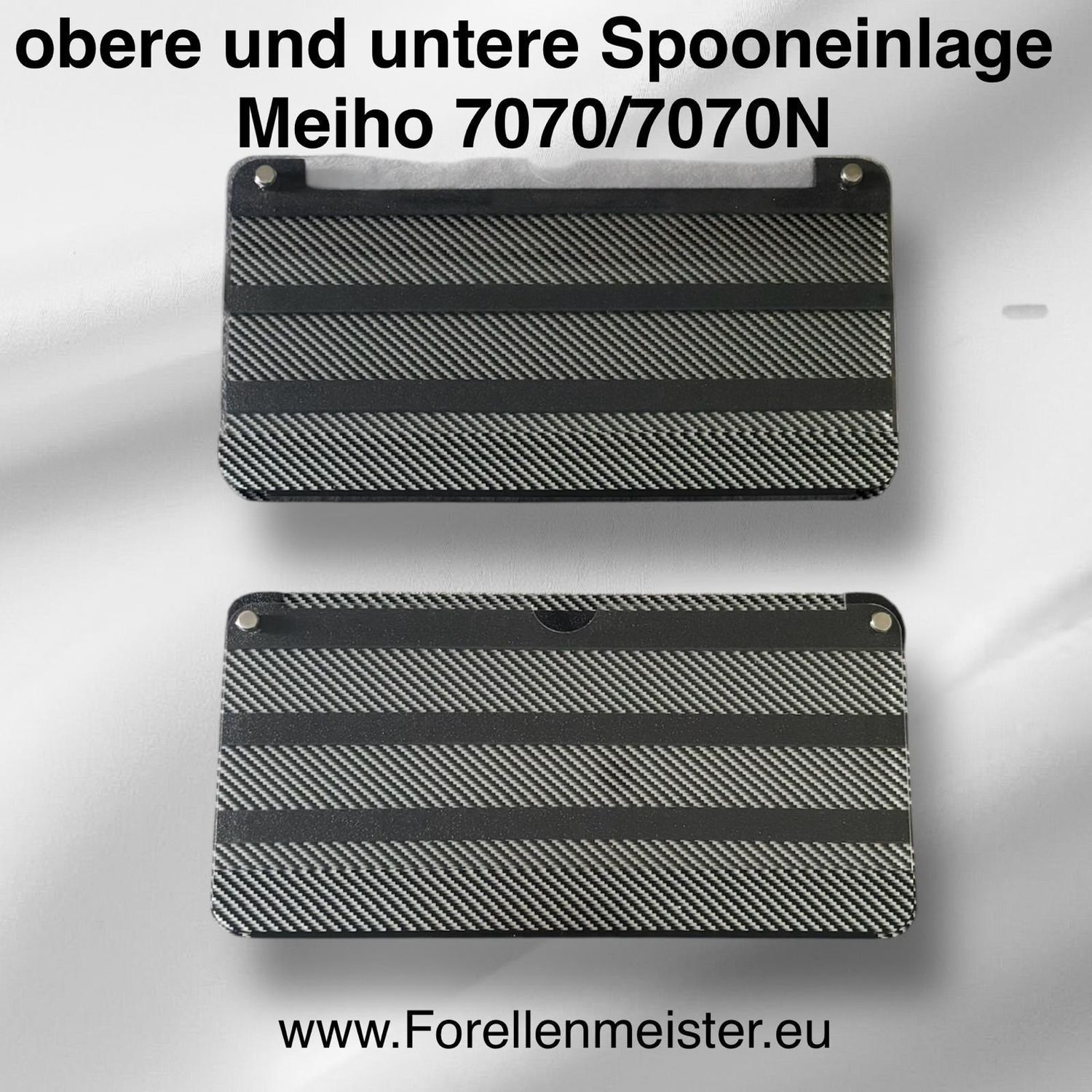 Spooneinlagenset für oben und unten für originale Meiho7070 und 7070N passend zu schwarzen und transparenten Rutenhaltern